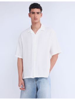 Flying Machine - Men Oversized Fit Solid White Shirt