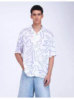 Flying Machine - Men Oversized Fit Abstract White Shirt