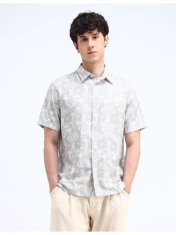 Flying Machine - Grey Printed Twill Regular Fit Shirt