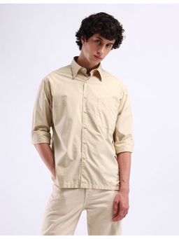 Flying Machine - Men Solid Beige Shirt