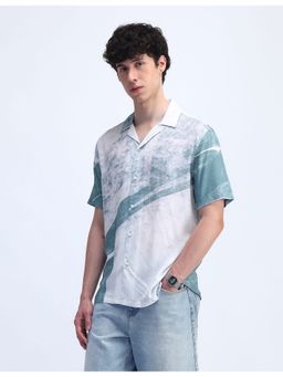 Flying Machine - Men Regular Fit Abstract Printed Blue Shirt
