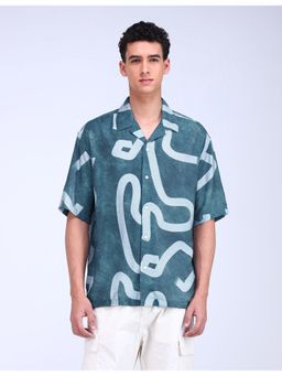 Flying Machine - Men Regular Fit Abstract Blue Shirt