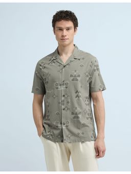 Flying Machine - Men Regular Fit Printed Green Shirt
