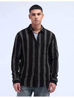 Flying Machine - Men Stripes Black Shirt