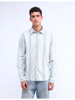Flying Machine - Men Regular Fit Stripes Blue Shirt