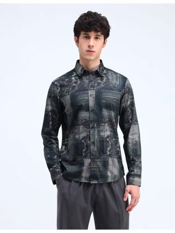 Flying Machine - Men Slim Fit Printed Black Shirt