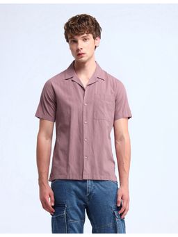 Flying Machine - Men Regular Fit Solid Pink Shirt