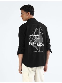 Flying Machine - Regular Fit Printed Black Shirt