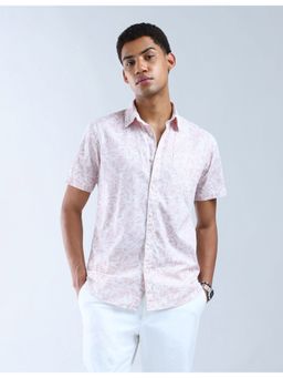 Flying Machine - Men Slim Fit Floral Pink Shirt