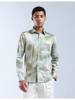 Flying Machine - Men Regular Fit Printed Full Sleeves Green Shirt