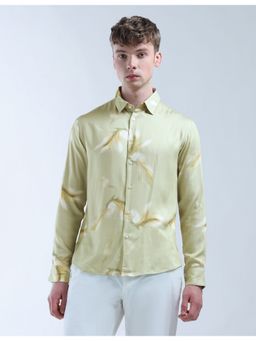 Flying Machine - Men Regular Fit Printed Yellow Shirt
