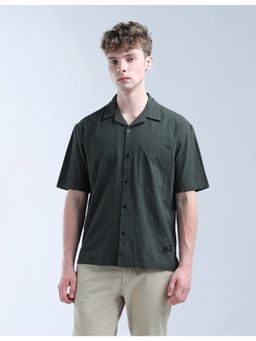Flying Machine - Men Oversized Fit Textured Green Shirt