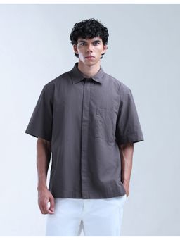 Flying Machine - Men Oversized Fit Solid Purple Shirt
