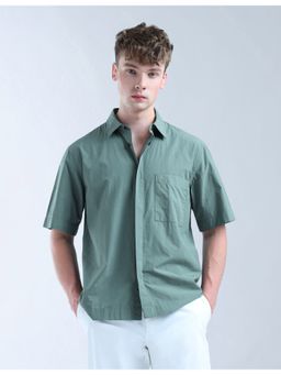 Flying Machine - Men Oversized Fit Solid Green Shirt