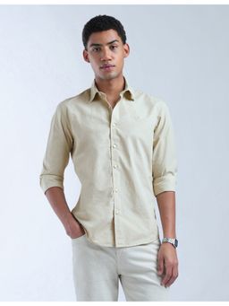 Flying Machine - Men Regular Fit Beige Shirt