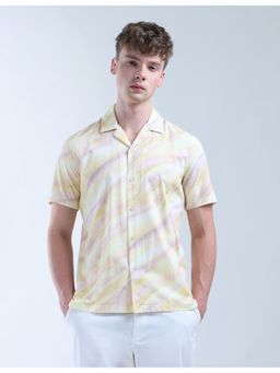 Flying Machine - Men Regular Fit Abstract Printed Yellow Shirt
