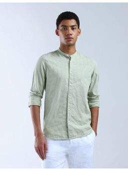 Flying Machine - Men Slim Fit Textured Green Shirt