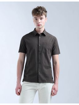 Flying Machine - Men Regular Fit Stripes Brown Shirt