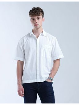 Flying Machine - Men Oversized Fit Solid White Shirt