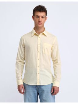Flying Machine - Men Slim Fit Solid Yellow Shirt