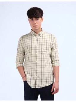 Flying Machine - Men Slim Fit Checks Yellow Shirt