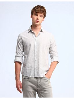 Flying Machine - Men Slim Fit Printed Grey Shirt