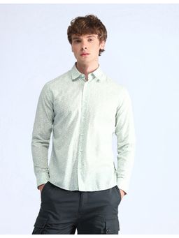 Flying Machine - Men Slim Fit Printed Green Shirt