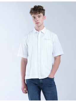 Flying Machine - Men Oversized Fit Stripes White Shirt