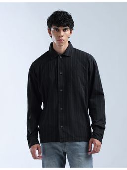 Flying Machine - Men Oversized Fit Stripes Black Shirt