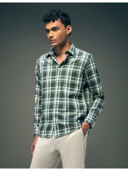 Flying Machine - Men Slim Fit Checks Green Shirt