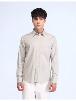 Flying Machine - Men Slim Fit Solid Grey Shirt