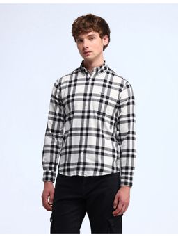 Flying Machine - Men Slim Fit Checks Beige Shirt