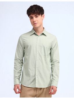 Flying Machine - Men Slim Fit Stripes Green Shirt