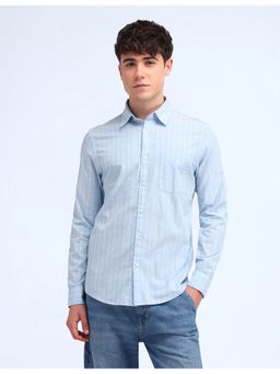 Flying Machine - Men Slim Fit Stripes Blue Shirt