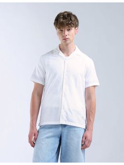 Flying Machine - Men Regular Fit Textured White Shirt