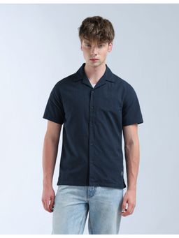 Flying Machine - Men Regular Fit Textured Blue Shirt