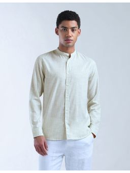 Flying Machine - Men Regular Fit Stripes Beige Shirt