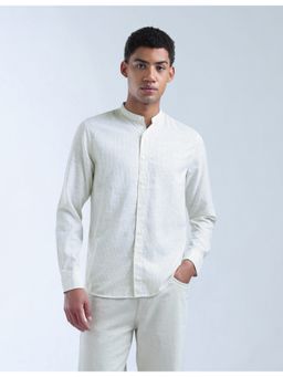 Flying Machine - Men Regular Fit Stripes White Shirt