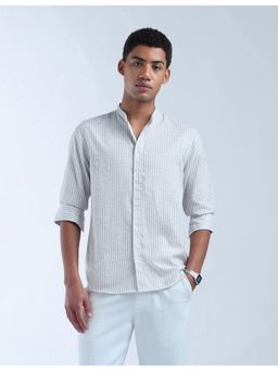 Flying Machine - Men Regular Fit Stripes Grey Shirt