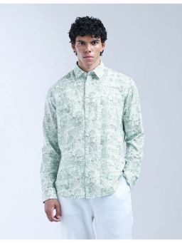 Flying Machine - Men Slim Fit Printed White Shirt