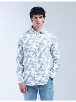 Flying Machine - Men Slim Fit Printed White Shirt