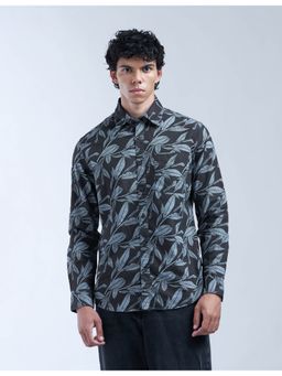 Flying Machine - Men Slim Fit Printed Black Shirt