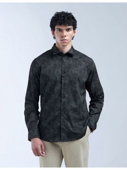 Flying Machine - Men Slim Fit Floral Black Shirt