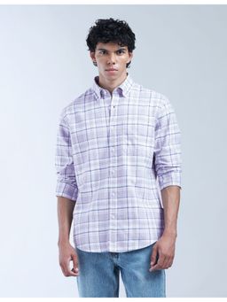 Flying Machine - Men Regular Fit Checks Purple Shirt