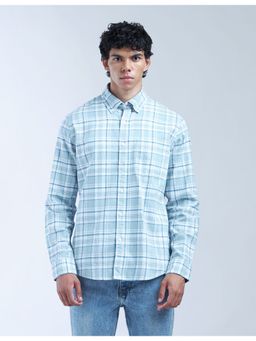 Flying Machine - Men Slim Fit Full Sleeves Checks Blue Shirt