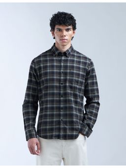 Flying Machine - Men Slim Fit Checks Black Shirt