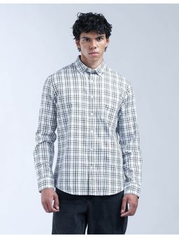 Flying Machine - Men Slim Fit Checks White Shirt