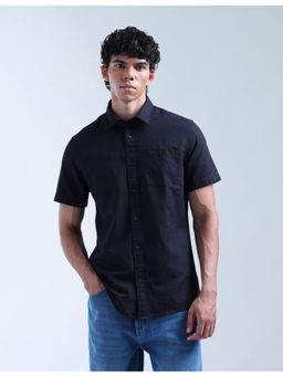 Flying Machine - Men Slim Fit Solid Blue Shirt