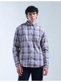 Flying Machine - Men Regular Fit Checks Blue Shirt