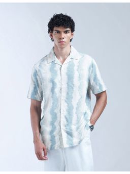 Flying Machine - Men Regular Fit Printed Collar Neck Blue Shirt